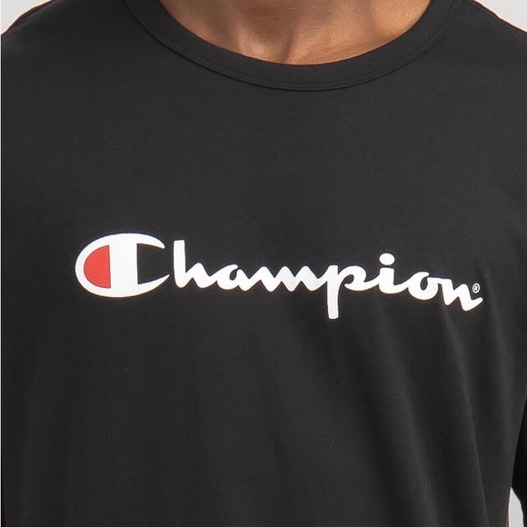 💥3/$15💥NWT - Champion Men’s Short Sleeve Logo Tee Shirt in Black - XL - Picture 4 of 12